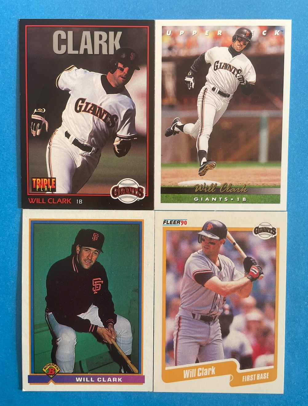 Lot Of 4 Will Clark Baseball Cards San Francisco Giants 1990-1993