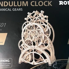 Rokr Pendulum Clock Mechanical Gears Laser Cut Wooden Puzzle & Working Clock NIB