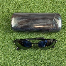 Vintage Black Metal Frame Dark Lenses Aviator Sunglasses with Case