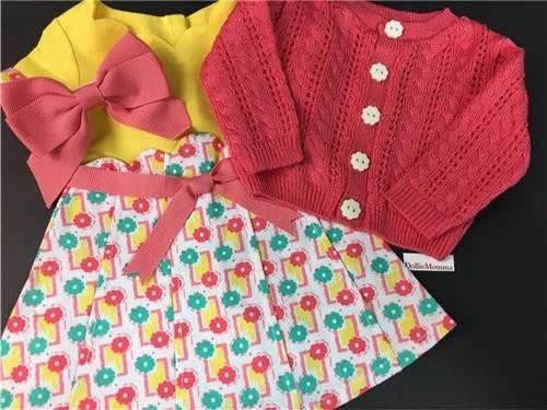 Lote de vestidos American Girl Kit~Reportero~Cumpleaños~Fotógrafo/Cardigan/Arco Usado en Excelente Condición Foto 2 de 4