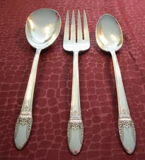 FIRST LOVE Berry Spoon Serving Fork Table Spoon Silverplate 1937 No Monos     bb