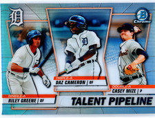 2020 Bowman Chrome Talent Pipeline Riley Greene, Casey Mize, Cameron Refractor