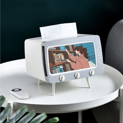 Desktop Paper Holder with Mobile Phone Stand Multifunction Tissue Storage Case