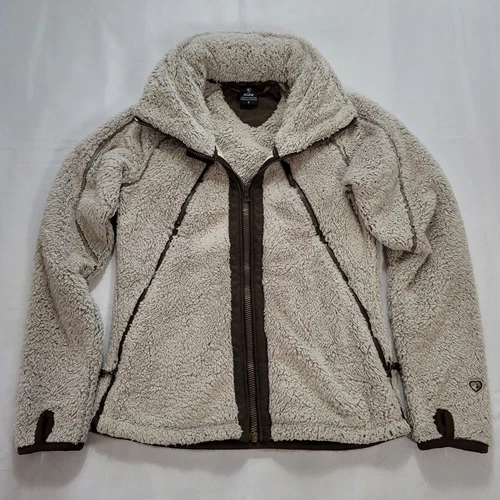 Kuhl Jacket Womens Small Beige Pile Flight Sherpa Fleece Hooded Coat Full Zip - Picture 1 of 12