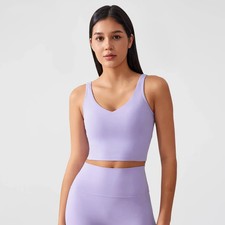 Yoga Sports Bra Fixed Chest Pad Shockproof Gym Vest U Back Crop Top Workout Wear