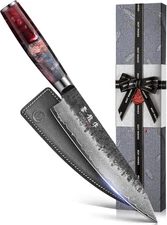Japanese Chef Knife, 8 Inch VG10 Damascus Kitchen Knife, Professional Black Forg