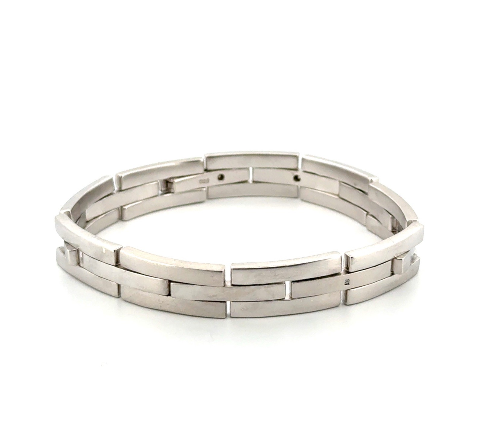 7” Interlocking 925 Sterling Silver Flat Link Bra… - image 1