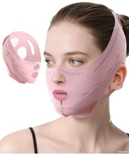 BIHEVN V Line Chin Lifting Mask, Double Reducer Strap for Pink