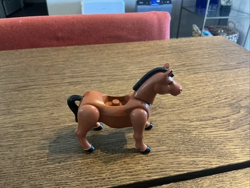 Fisher Price Little People Vtg BROWN HORSE Replacement Figure brown white mane