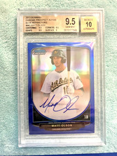 BGS 9.5/10 Matt Olson 2013 Bowman Chrome Rookie Auto BLUE Refractor #87/150
