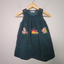 Vtg Samara Girls 5 Sleeveless Corduroy Dress Green