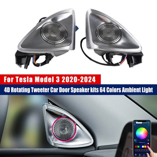 Ambient Light 4D Rotating Tweeter Car Door Speaker For Tesla Model 3 2020-2024+ - Picture 17 of 17