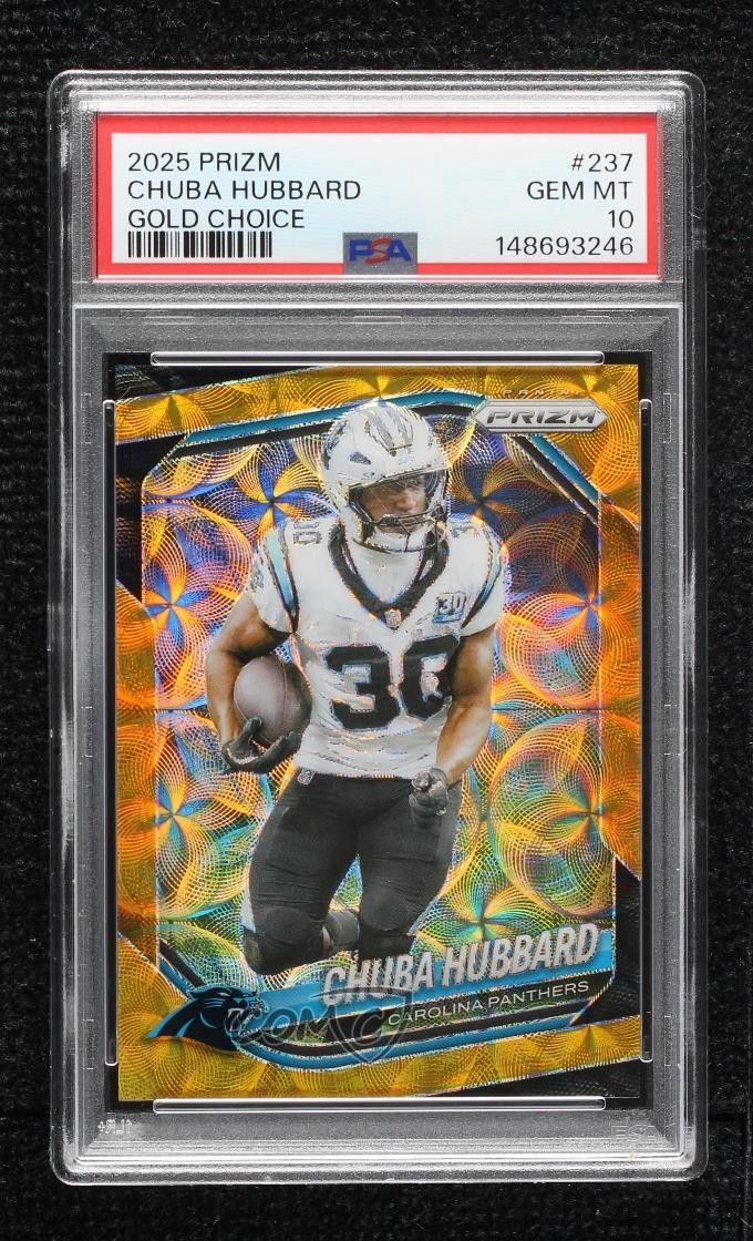 2025 Panini Prizm Choice Gold Prizm 8/10 Chuba Hubbard #237 PSA 10 GEM MT 14mf