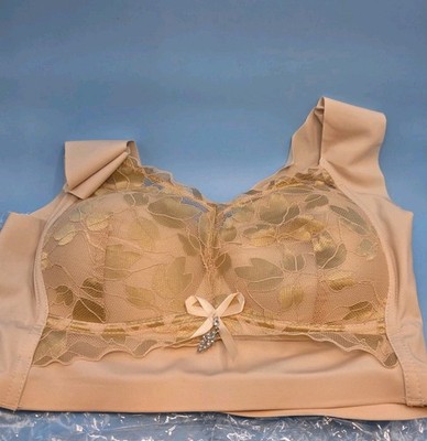 Senobra Bras Women Comfy Lift & Flex Wireless Bra Size Small, Nude