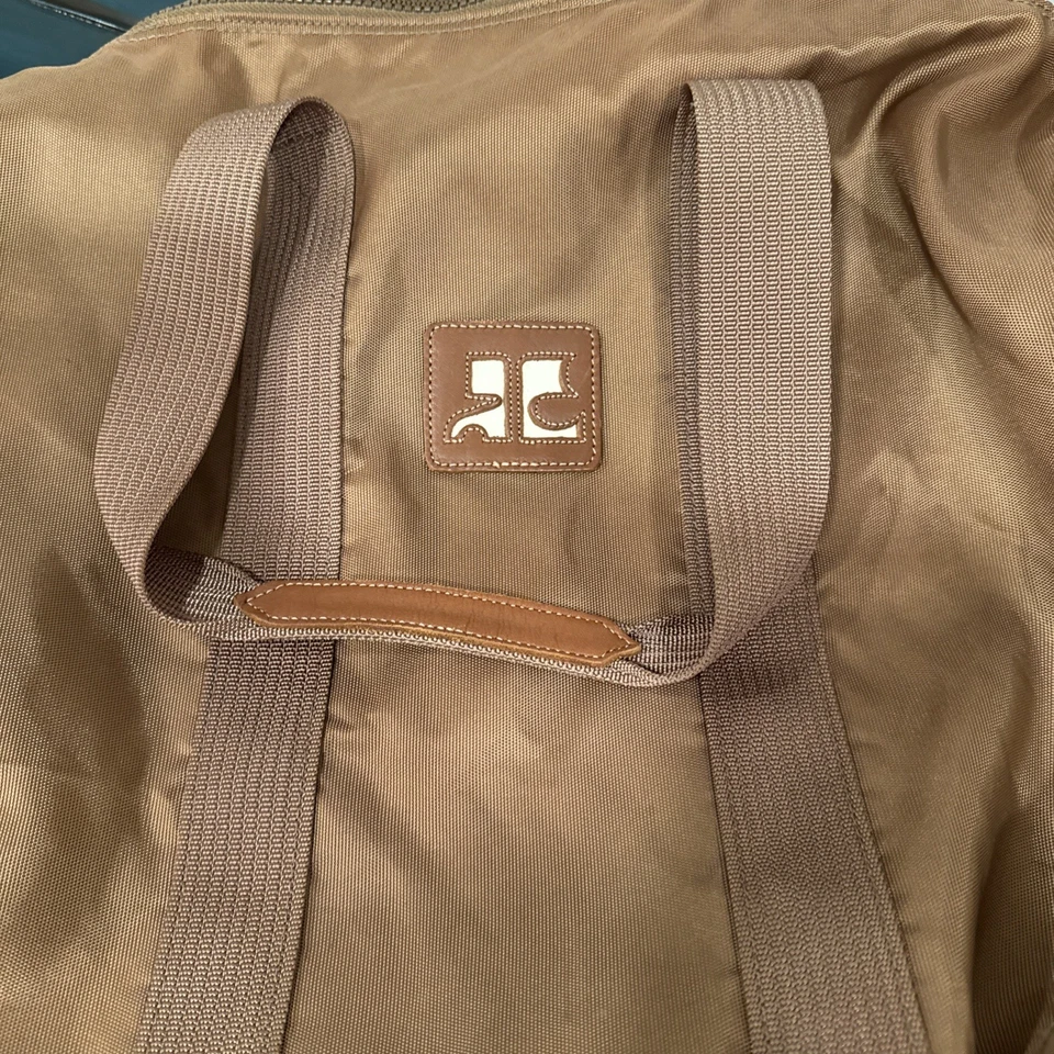 Bolso de viaje Courrèges Paris bolso de lona bolso de fin de semana vintage de nailon y cuero - Foto 4 de 4