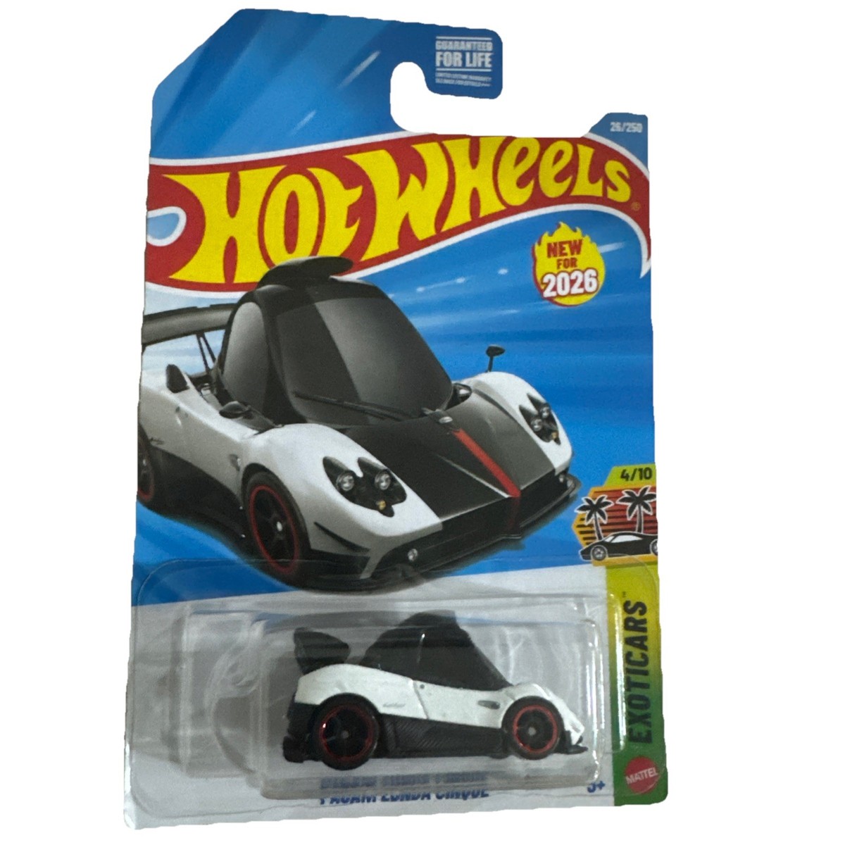 2026 HOT WHEELS PAGANI ZONDA CINQUE EXOTICARS 4/10 WHITE “TOONED