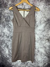 H&M Dress Women's 6 Taupe Gray Linen-look Sleeveless Sheath Dress Cocktail Work