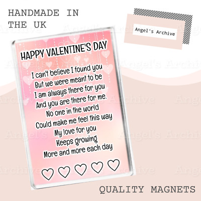 HAPPY VALENTINSTAG   SENTIMENTALES LIEBESGEDICHT   GROSSER KÜHLSCHRANKMAGNET   TOLLES GESCHENK