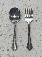 Toddletime Baby Fork & Spoon Set Oneida Glossy Stainless Flatware 4.25” Length