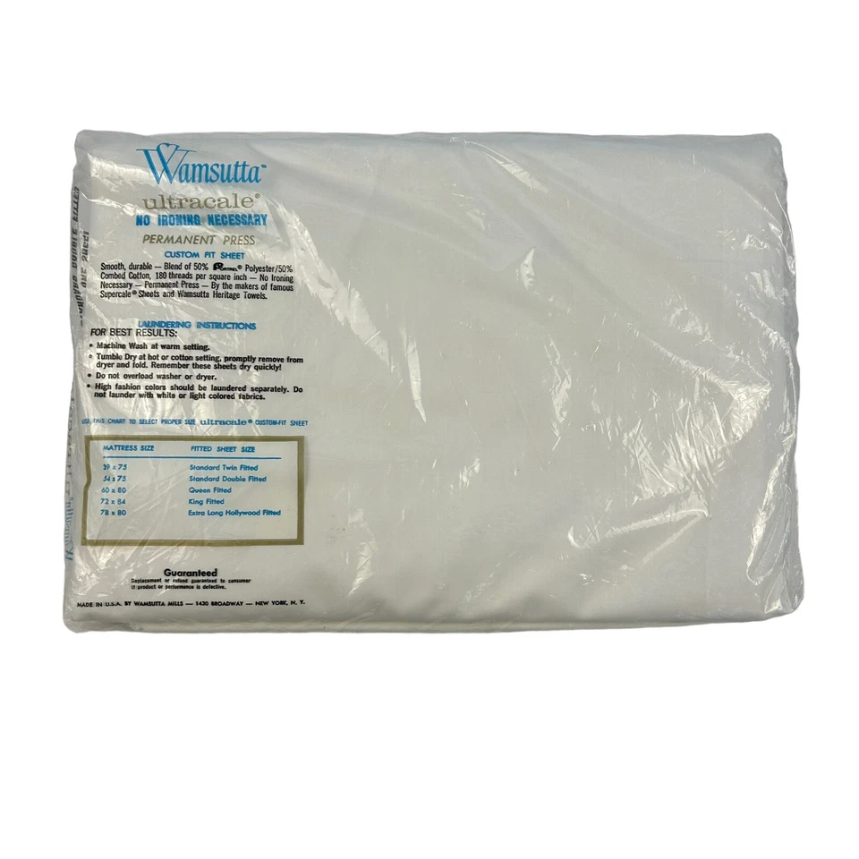 Wamsutta Ultracale Vintage 54 x 75 Standard Double Fitted No Ironing White NEW - Image 3 of 4