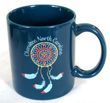 Cherokee North Carolina Dream Catcher Souvenir Coffee Mug Blue Native American