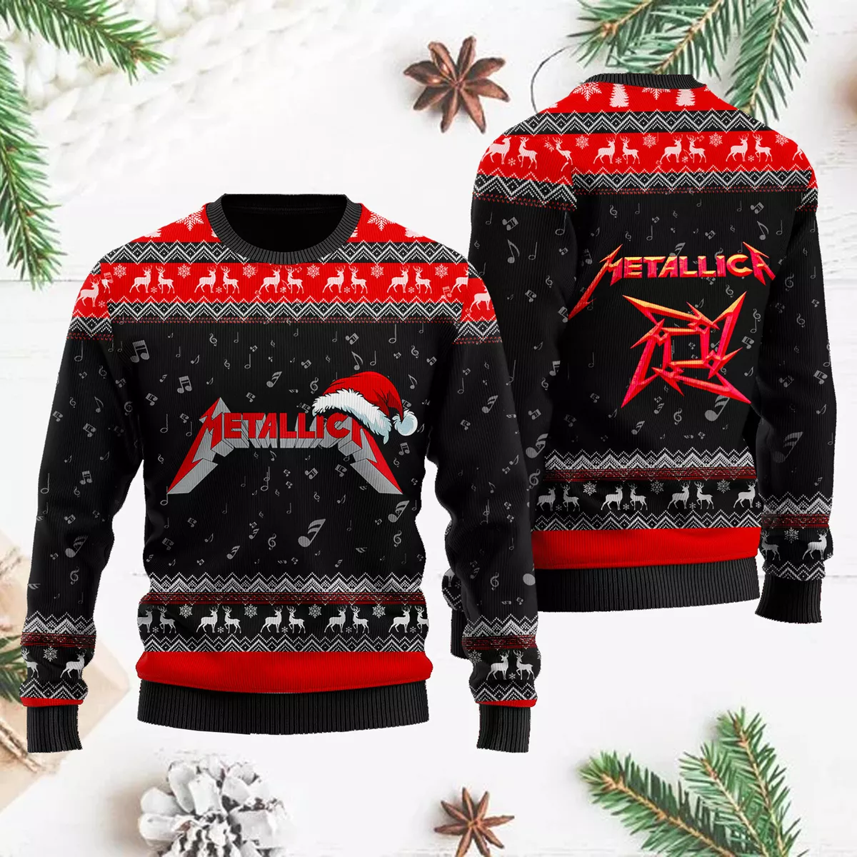 Metallica Ugly Christmas Sweater, Rock Band Music Shirt 3D All