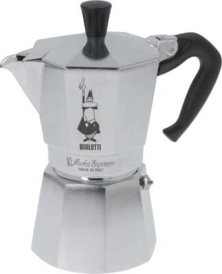 Bialetti Moka Express 6 Cups Silver, Aluminium Stovetop Percolator /Coffee Maker