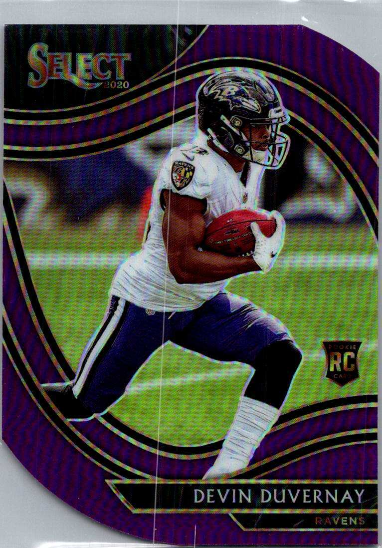Devin Duvernay 2020 Panini Select #377 Purple Die Cut Rookie Baltimore Ravens