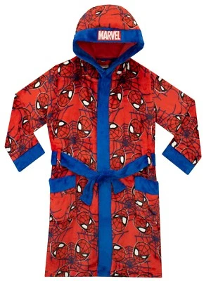 Spiderman Dressing Gown Kids Boys 2 3 4 5 6 7 8 9 10 11 12 Years Hooded Web Red