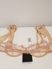 Zara Nude Floral Lace Bra, Size M UK 34B Underwire Sheer Intricate Embroidered