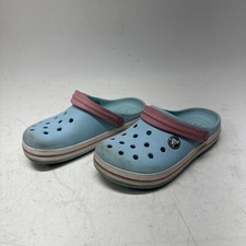 Crocs Crocband Clogs K Kids Ice Blue / Pink Slip On Shoes Back Strap C 13