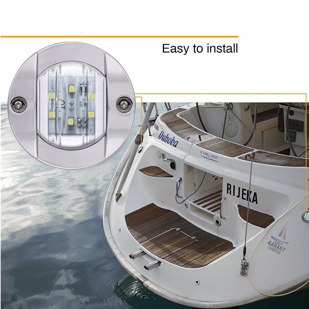 10x Amber 6-LED 3” Inch Round Chrome Anchor Stern Navigation Light Boat Marine