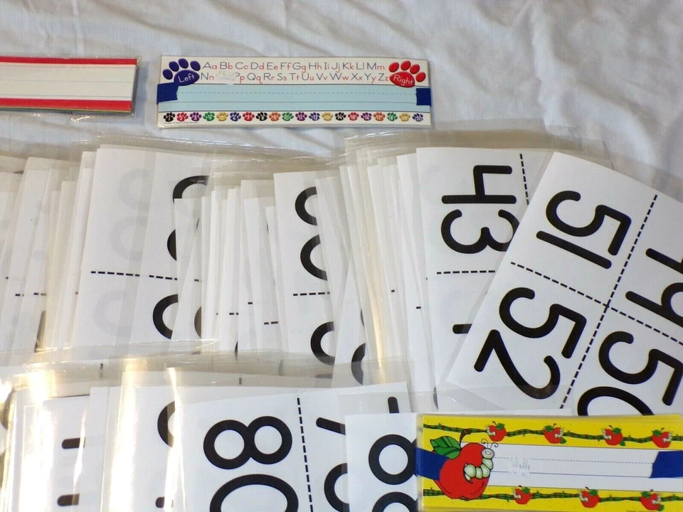Lot Teachers Supplies School Bulletin Board Die-Cuts Numbers ABC Name Tag Game - Image 2 of 4