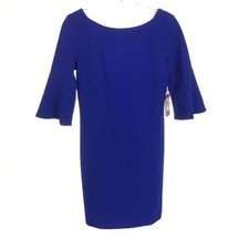 NWT Womens Size 2 Nordstrom Vince Camuto Blue V-Back Bell Sleeve Sheath Dress