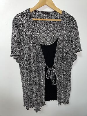 Blouse Evans Essence  Black & White Silky Swirly Crepe Shirt Blouse 30
