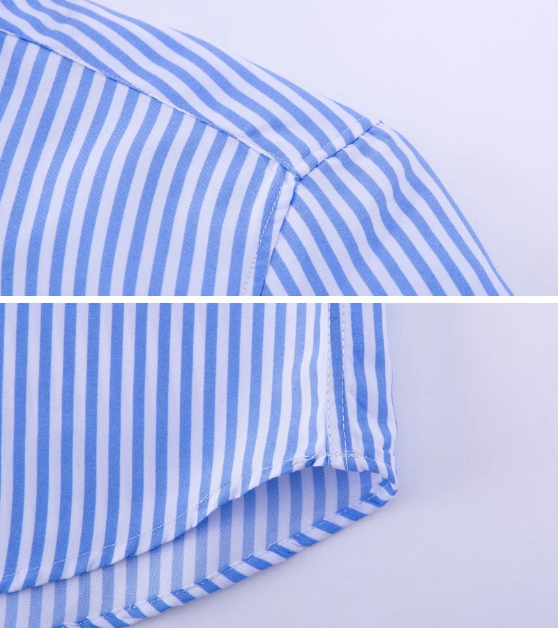 Mens Business Casual Dress Shirts Long Sleeves Formal Camisas Striped Shirts Top - Image 4 of 4