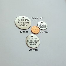 2 x  Edelstahl Hundemarke 30/25/20 mm +Gravur, stabil, Adressanh&auml;nger Pferd
