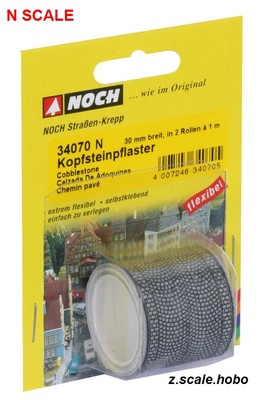 NOCH 34070 N Scale Cobblestone Road Street Roll 3.2ft NEW $0 Shipping