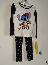 Girls Halloween Pajama Set Disney Stitch Candy Corn Size 6 New