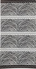 CARO BLACK,WHITE ZEBRA PATTERN VISCOSE,COTTON ZIG ZAG ACCENT BEACH TOWEL 36"X72"