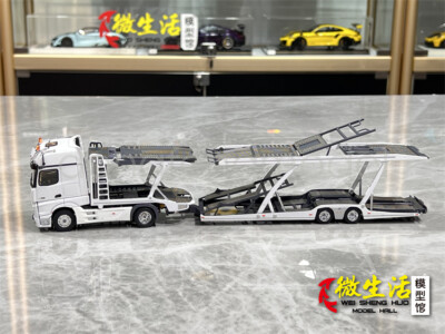 GCD 1:64 White AMG Actros Gigaspace 4x2 Trailer Truck Model