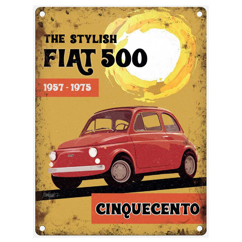 FIAT 500 CINQUECENTO plaque métal 30x40cm pour déco garage et bistrot