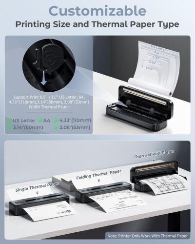 Phomemo M832 Portable Thermal Printer Bluetooth Inkless For Phone & PC 300DPI - Picture 4 of 16