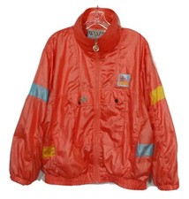 Vtg IXSPA Jamie Sadock Windbreaker Jacket Zip Womens L Large Orange Lined Poly