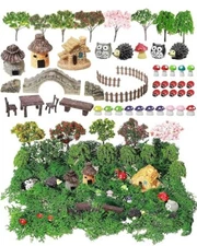 Miniature 58 Piece Fairy Village Garden Landscape Ladybug DIY Craft Dollhouse