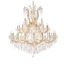 Large Crystal Chandelier 41 Light Fixture Foyer Dining Room or Entryway Gold 52