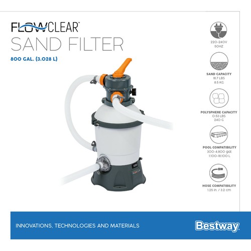 Sandfilteranlage Bestway 3.028 l/h Sandfilter Poolpumpe Filterpumpe Filterkessel - Bild 8 von 10