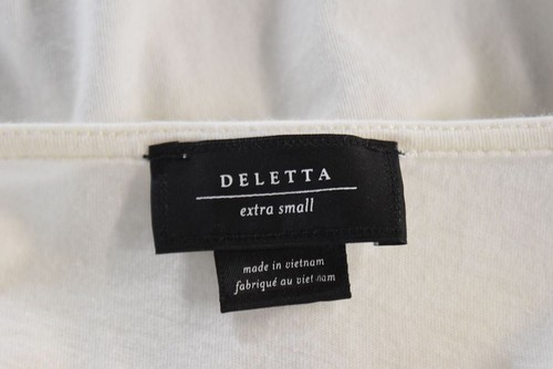 Deletta Womens Top Size XS Ivory Textured Cotton 3/4 Sleeve Knit Shirt - Picture 4 of 5