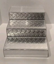 3 Tier Acrylic 9" Liquor Bottle Back Bar Shelf with Diamond Plate Vinyl Wrap