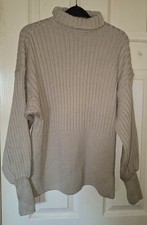 Image of 🩷 Brand New Womens Small I Saw It First Beige Turtle Neck Jumper Sweatshirt
